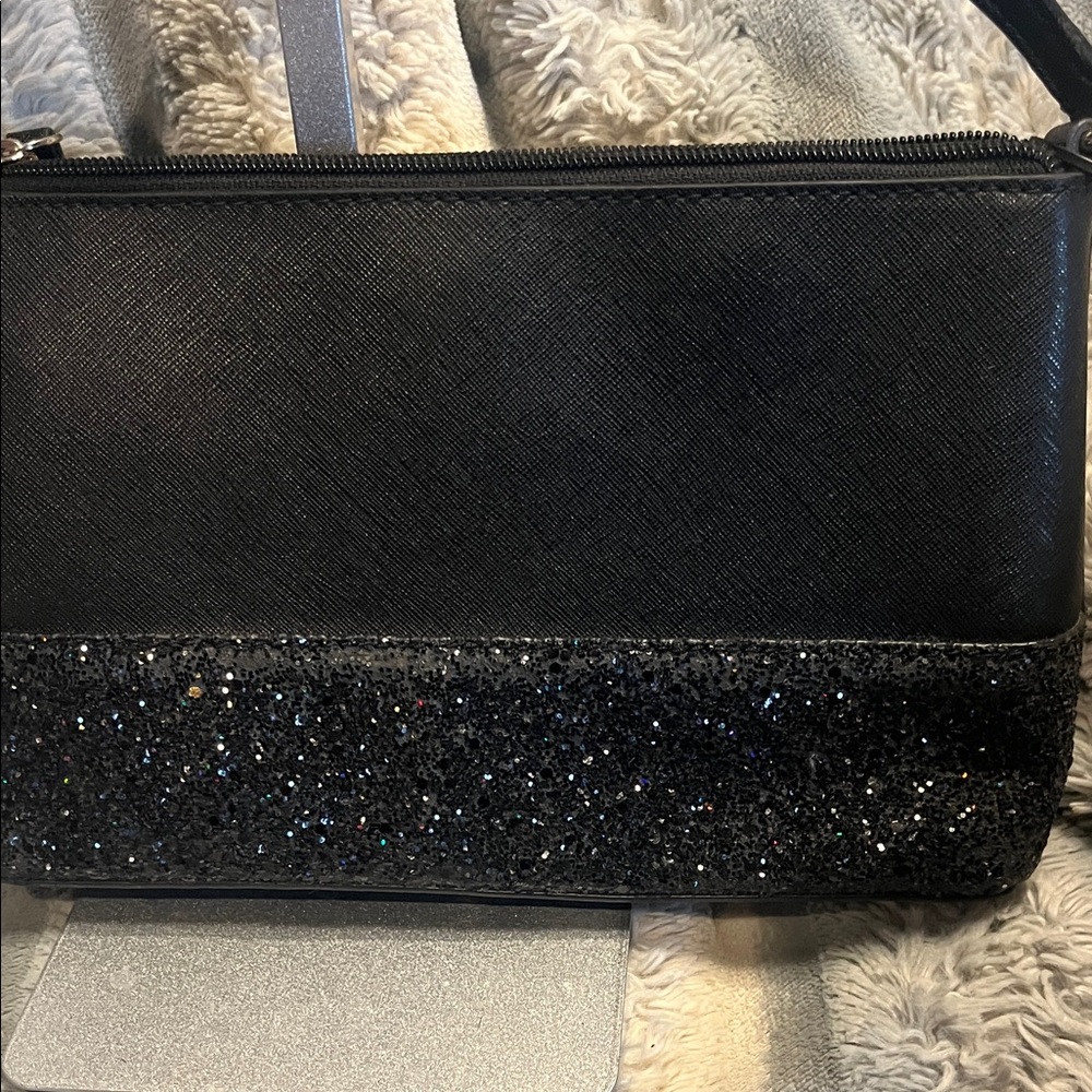kate spade Black Crossbody with Glitter Trim